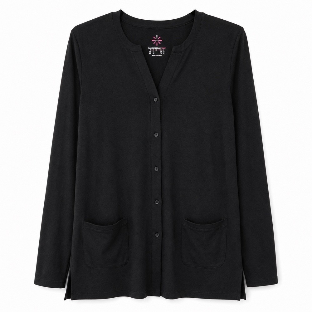 Isaac Mizrahi XS Women's 100% Pima Cotton Mr Rogers Cardigan Grannycore